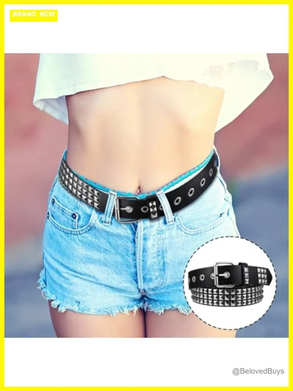 4 Piece Studded Belt Set - Punk Gothic Faux Leather Belts for Women Men